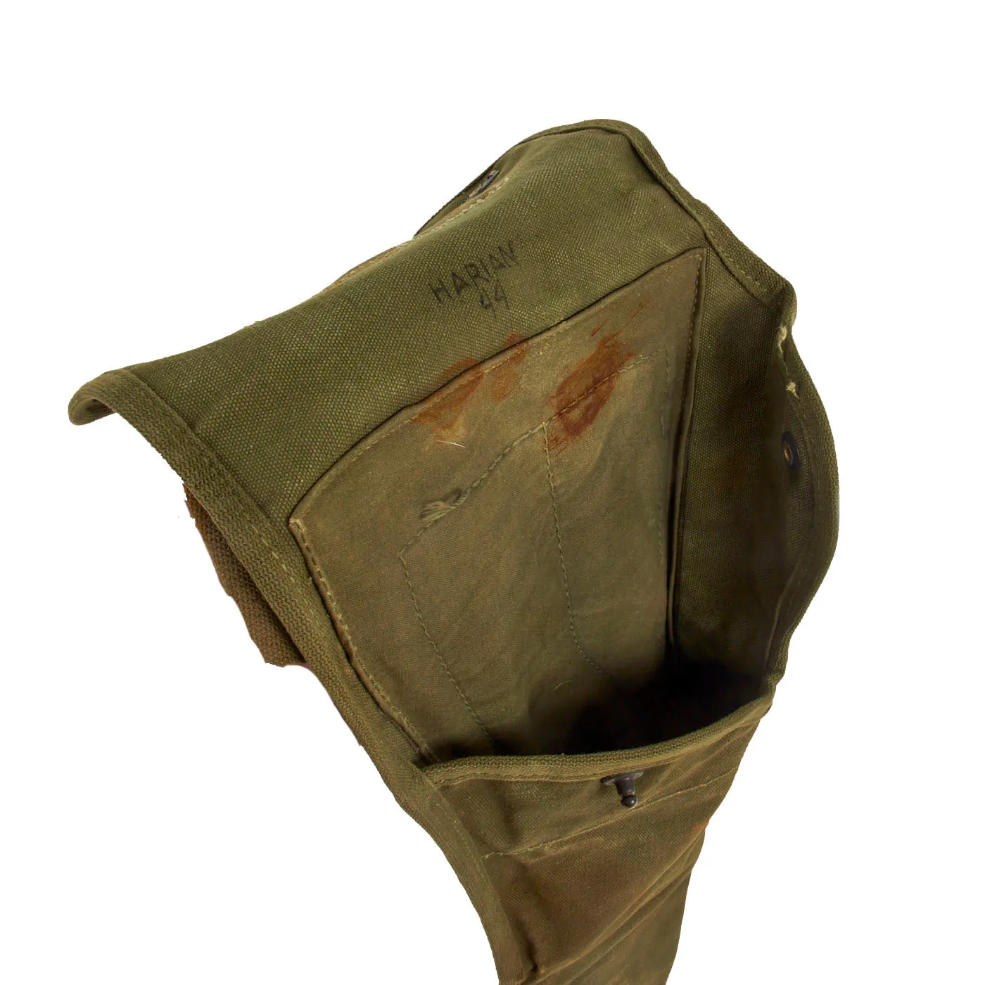 Original U.S. WWII M1A1 Carbine Canvas Paratrooper Jump Case Scabbard by Harian with Rigger Added Mag Pouch - dated 1944