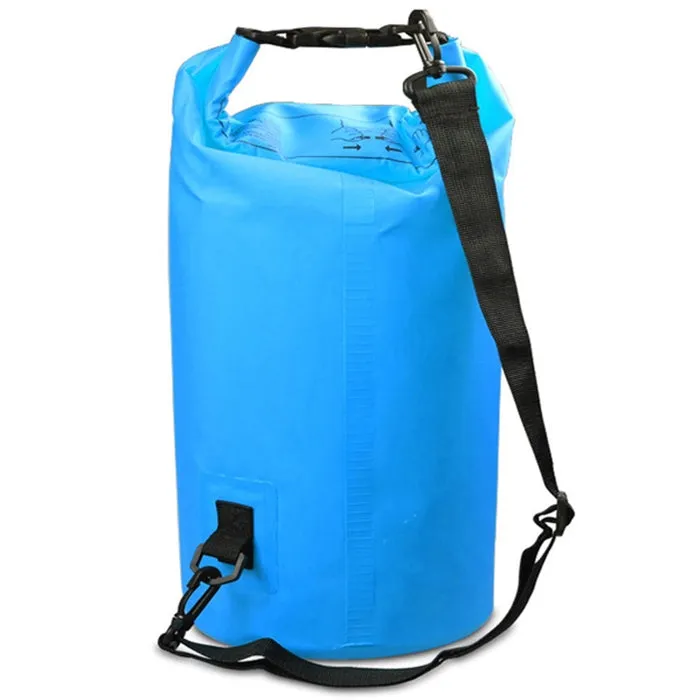 Outdoor Waterproof Single Shoulder Bag Dry Sack PVC Barrel Bag, Capacity: 15L (Sky Blue)