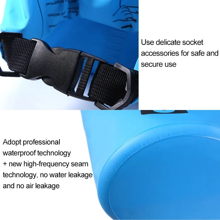 Outdoor Waterproof Single Shoulder Bag Dry Sack PVC Barrel Bag, Capacity: 15L (Sky Blue)