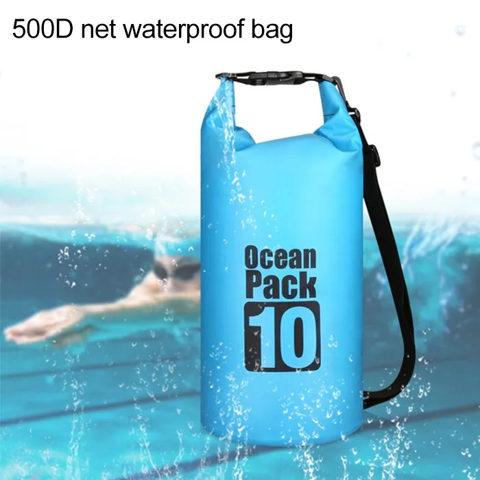 Outdoor Waterproof Single Shoulder Bag Dry Sack PVC Barrel Bag, Capacity: 15L (Sky Blue)