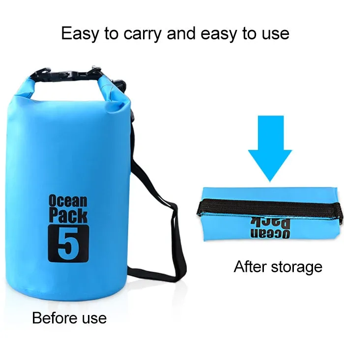 Outdoor Waterproof Single Shoulder Bag Dry Sack PVC Barrel Bag, Capacity: 15L (Sky Blue)