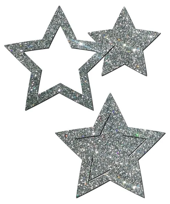 Pastease Glitter Peek a Boob Stars Silver