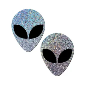 Pastease Silver Glitter Alien With Black Eyes Pasties