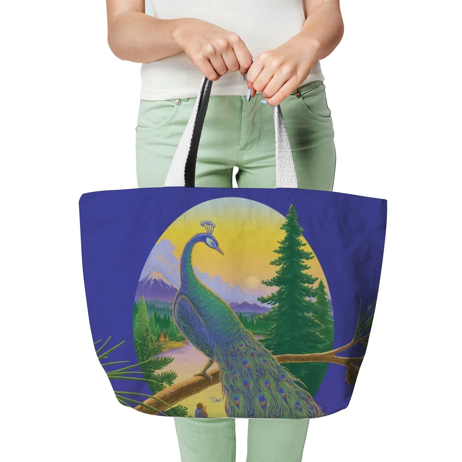 Peacock Tree Heavy Natural Canvas Bag by Mark Henson