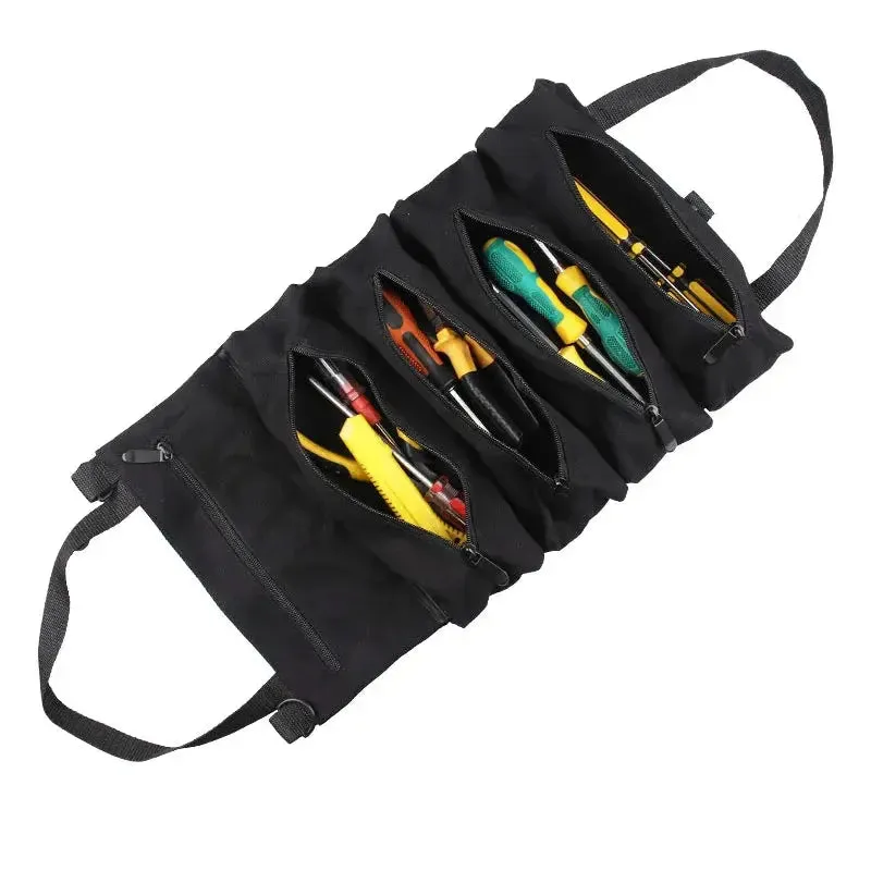 Portable Tool Roll Bag Pouch Wrench Screwdriver Pliers Roll Bag Case Canvas Roll Tool Bag Organizer Tools Storage Bag Case