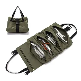 Portable Tool Roll Bag Pouch Wrench Screwdriver Pliers Roll Bag Case Canvas Roll Tool Bag Organizer Tools Storage Bag Case