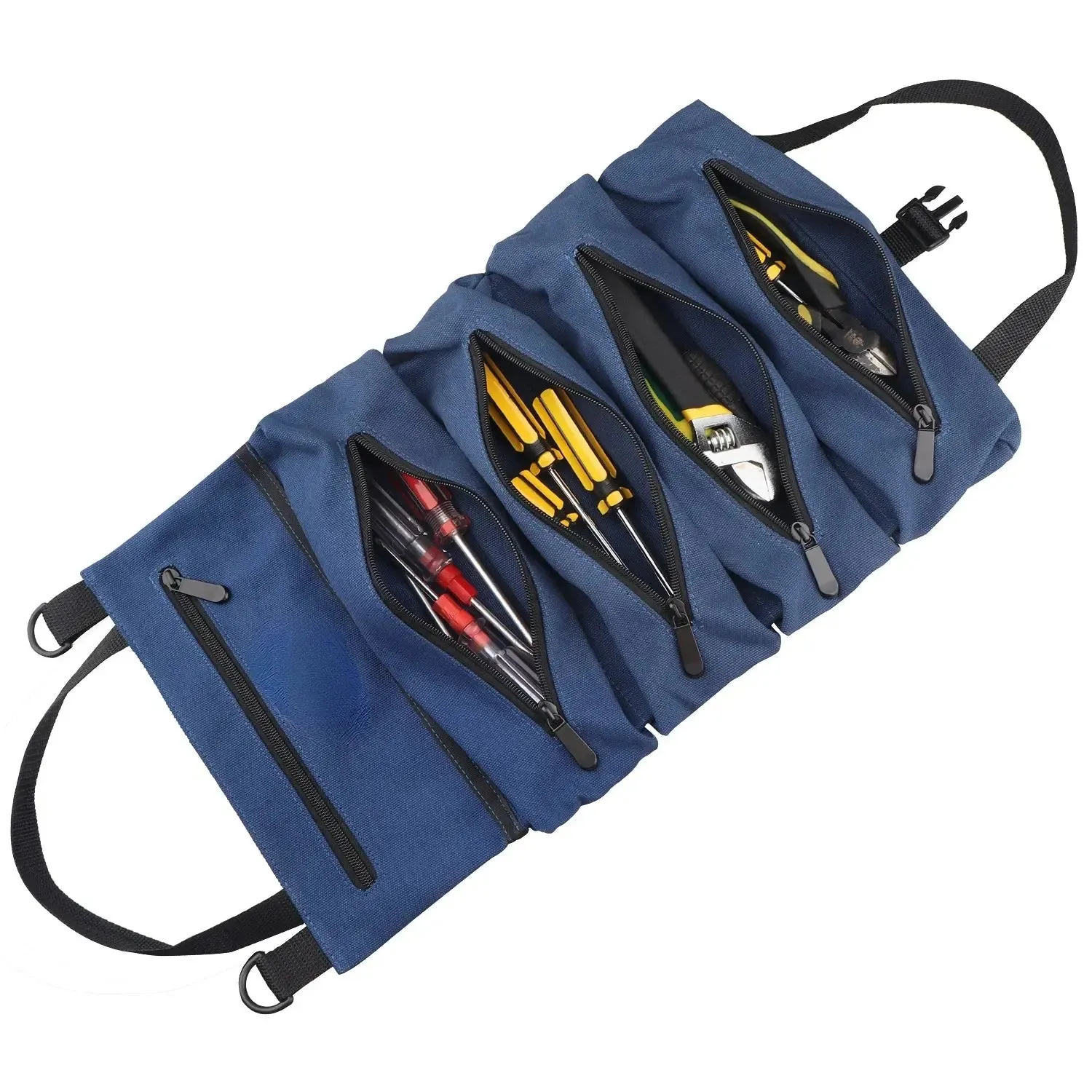 Portable Tool Roll Bag Pouch Wrench Screwdriver Pliers Roll Bag Case Canvas Roll Tool Bag Organizer Tools Storage Bag Case