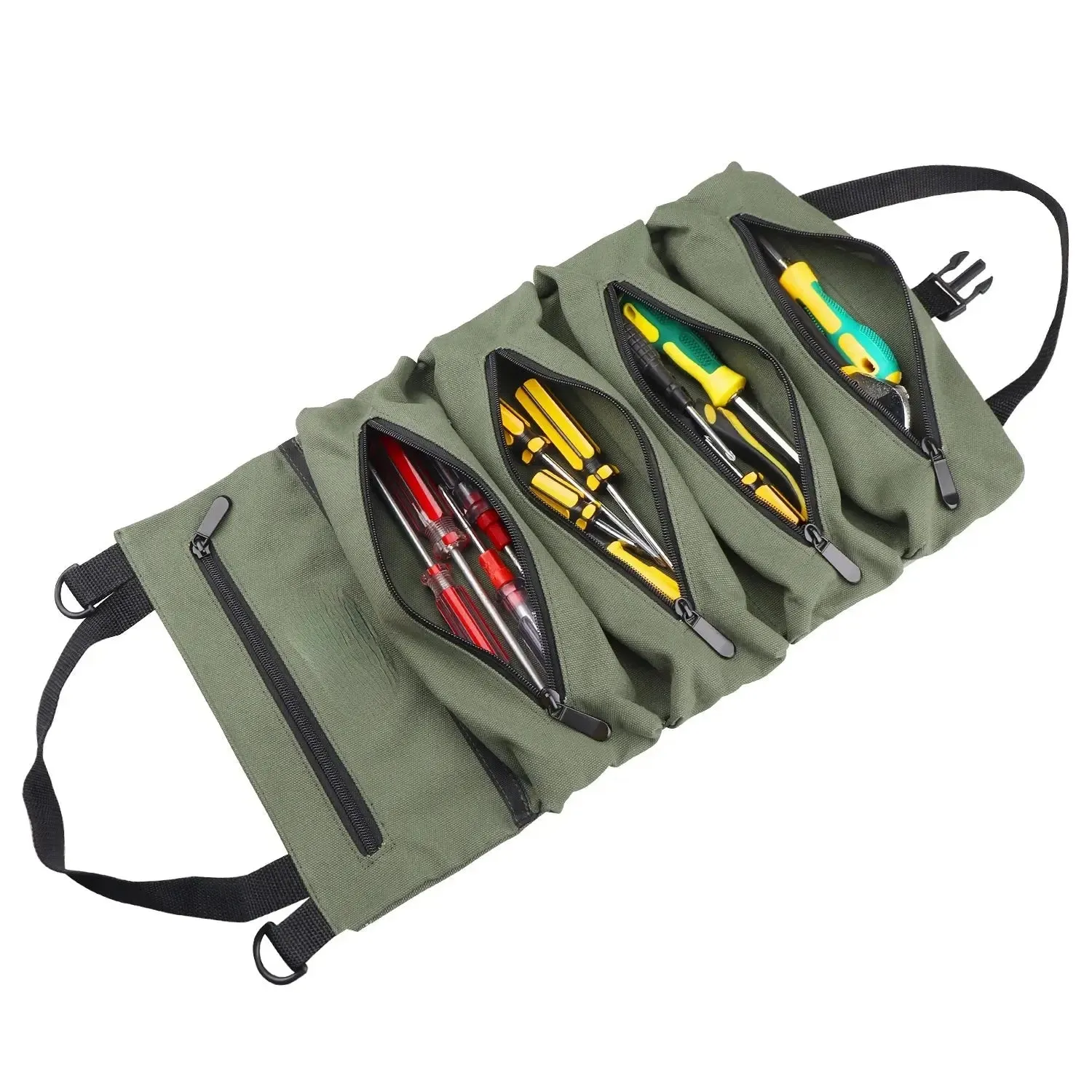 Portable Tool Roll Bag Pouch Wrench Screwdriver Pliers Roll Bag Case Canvas Roll Tool Bag Organizer Tools Storage Bag Case