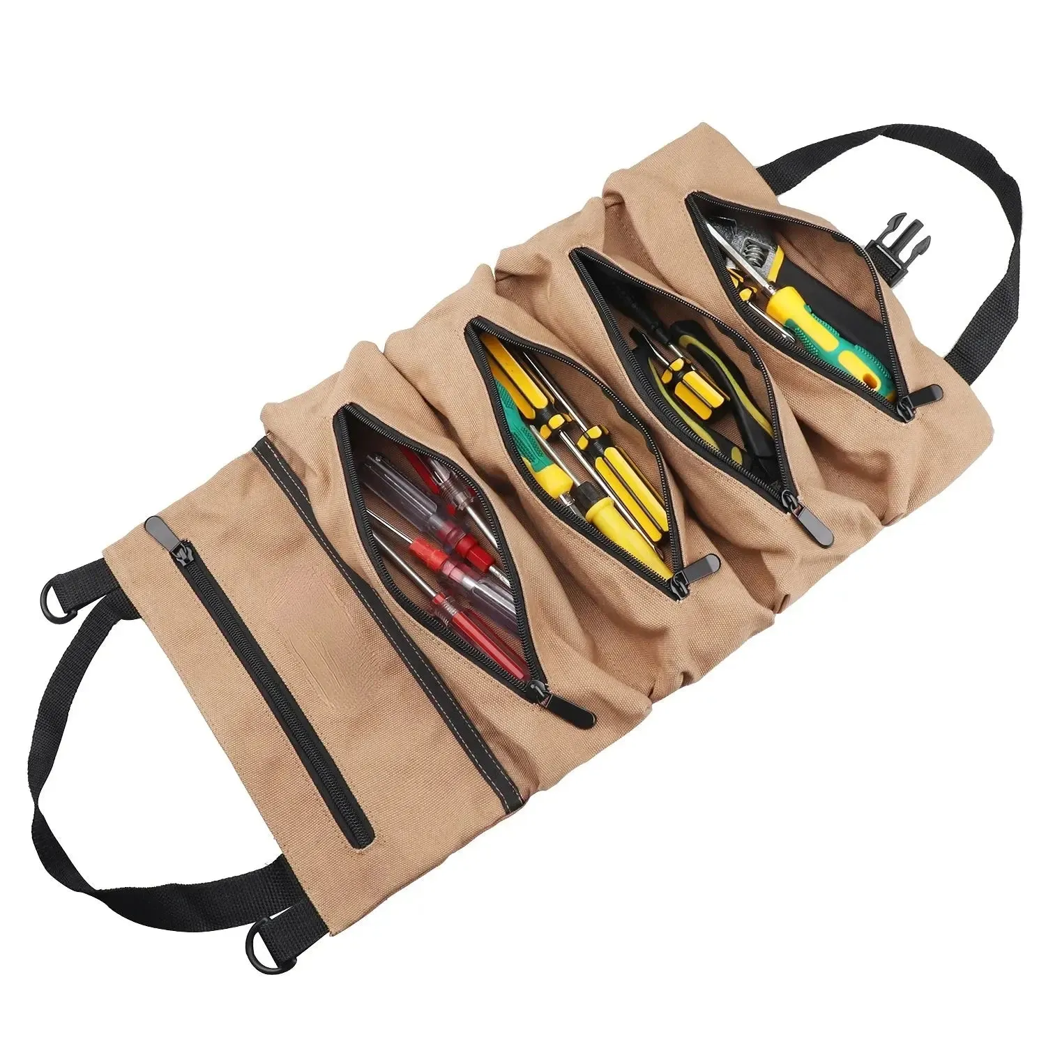 Portable Tool Roll Bag Pouch Wrench Screwdriver Pliers Roll Bag Case Canvas Roll Tool Bag Organizer Tools Storage Bag Case