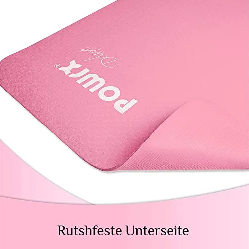 Powrx Nonslip Tpe Yoga Mat 68 X 24 Inch Pink 02 Thick With Carry Bag