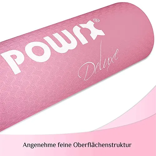 Powrx Nonslip Tpe Yoga Mat 68 X 24 Inch Pink 02 Thick With Carry Bag