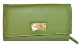 Pratico - women full Flap Leather Wallet #LW07 Green