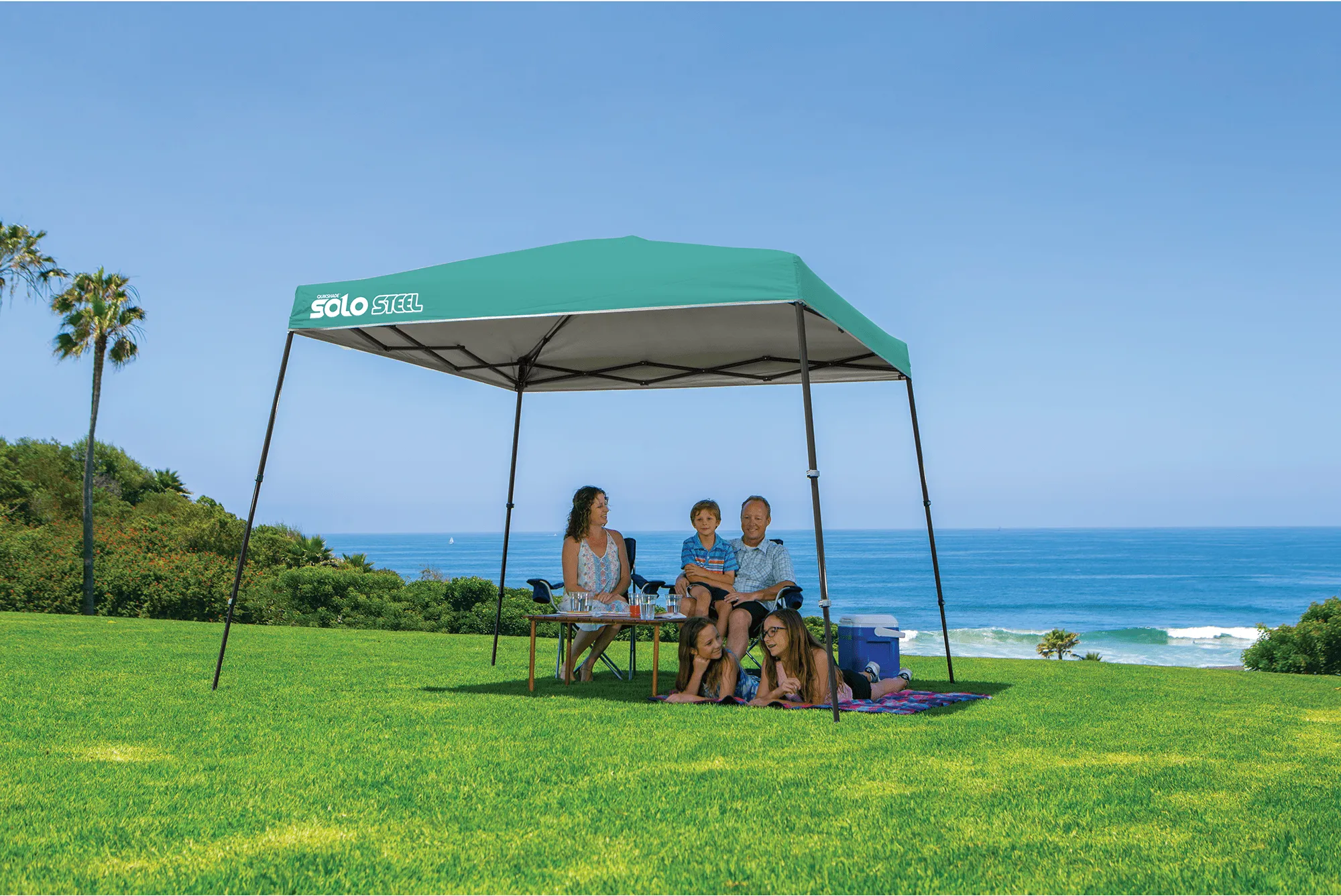 Quik Shade | Solo Steel 72 11 x 11 ft. Slant Leg Canopy - Turquoise