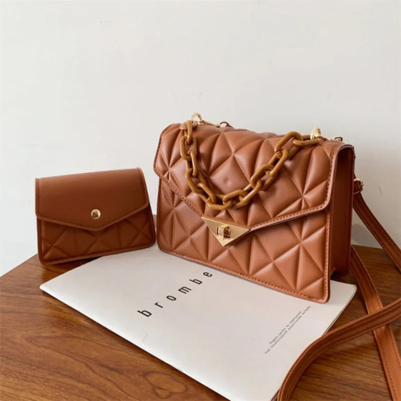 Quited Solid Color Handbag