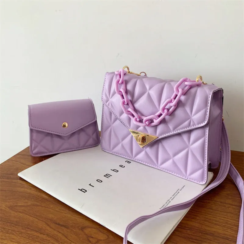 Quited Solid Color Handbag