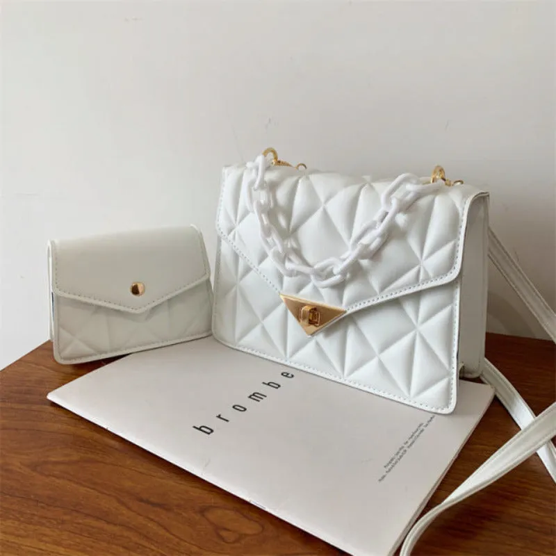 Quited Solid Color Handbag