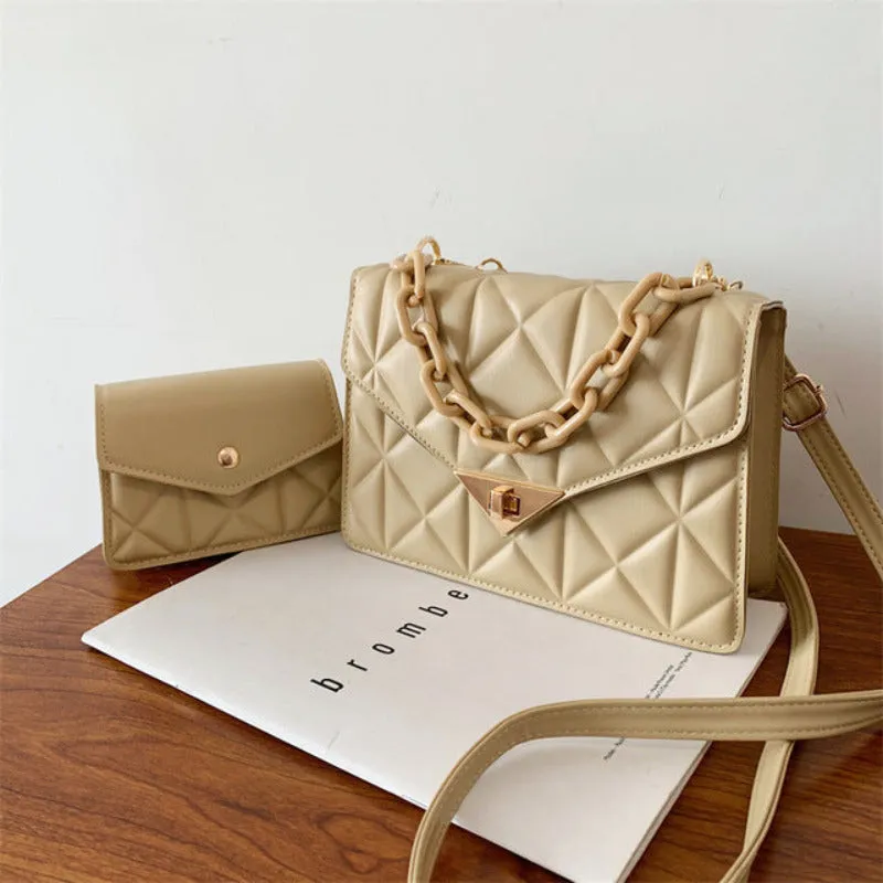 Quited Solid Color Handbag