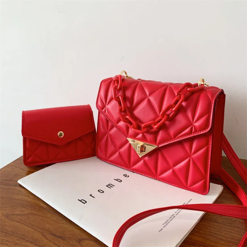 Quited Solid Color Handbag