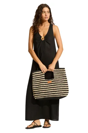 Raffia Stripe Basket Bag