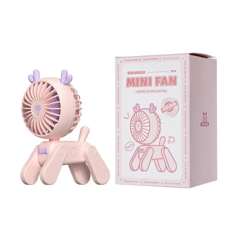 Rechargeable USB fan Cute Pet Model Desktop Fans Rechargeable USB Small Electric Fan Mini Portable Creative Cartoon Dormitory Office Decoration Fan