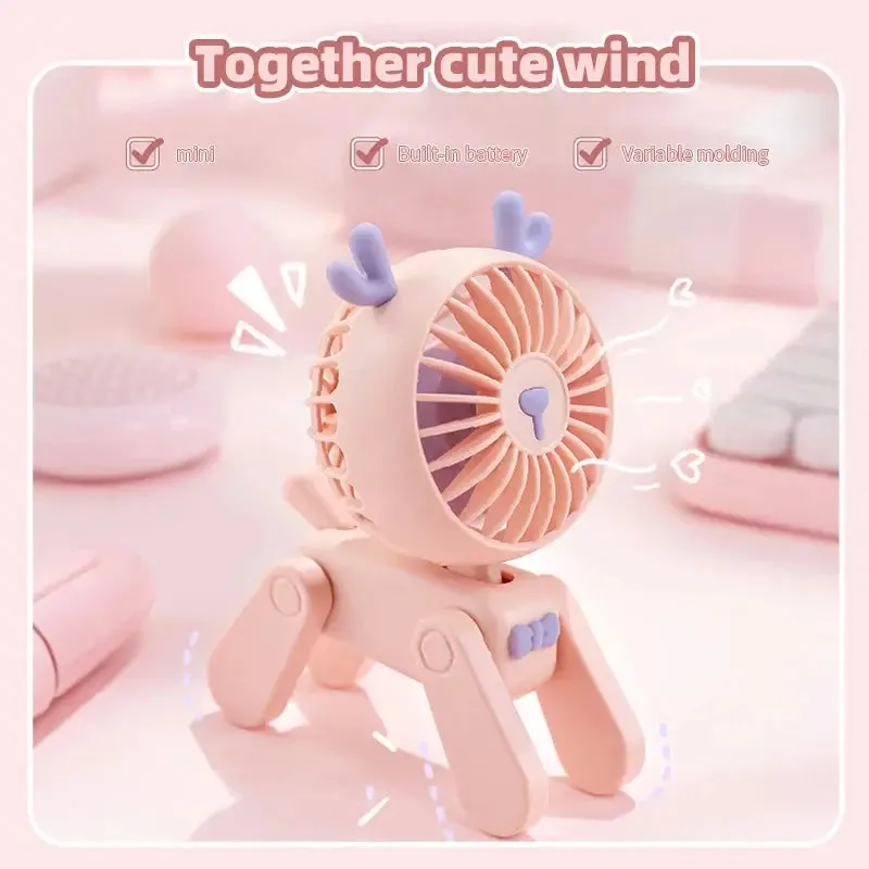 Rechargeable USB fan Cute Pet Model Desktop Fans Rechargeable USB Small Electric Fan Mini Portable Creative Cartoon Dormitory Office Decoration Fan