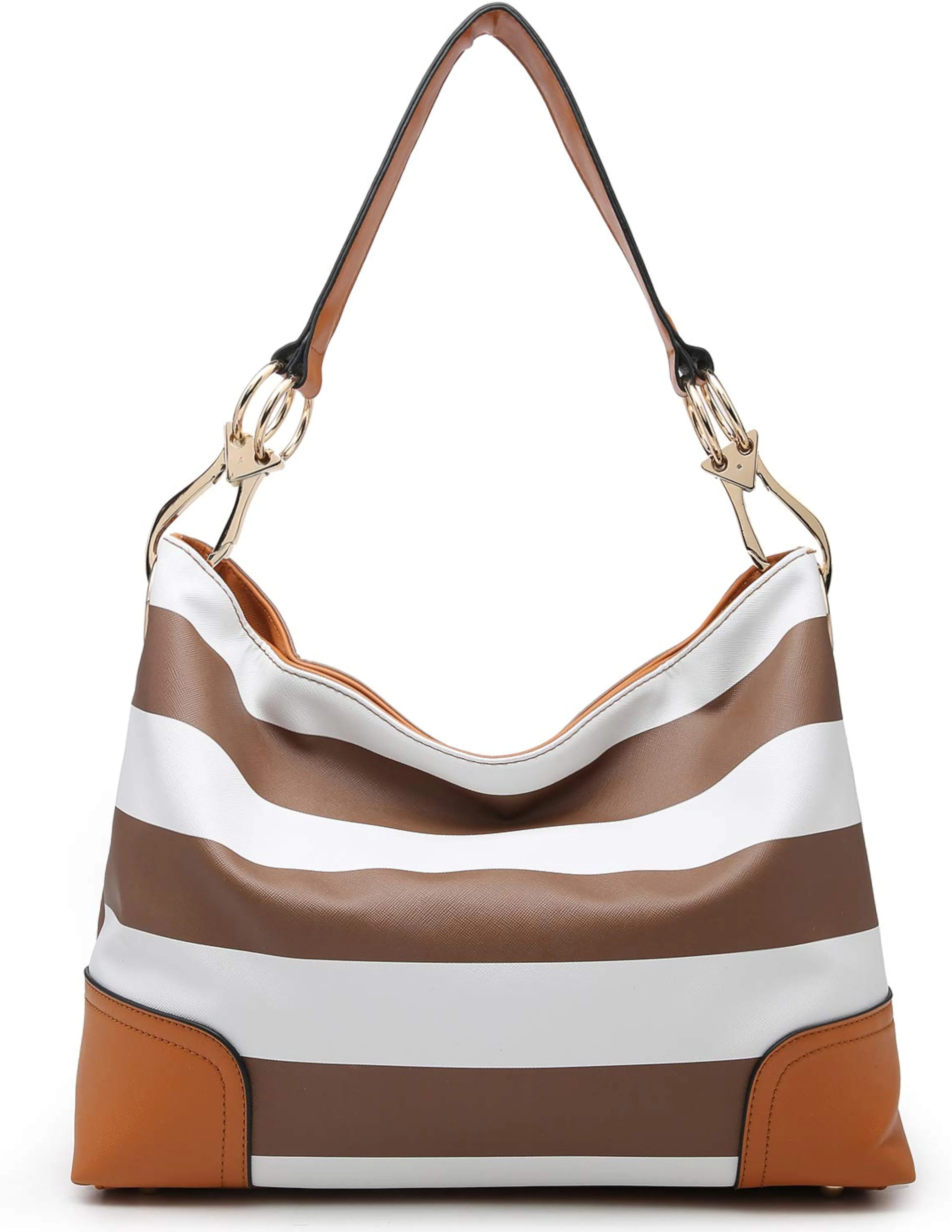 Red & White Stripes Zippered Unique Shoulder Tote Handbag