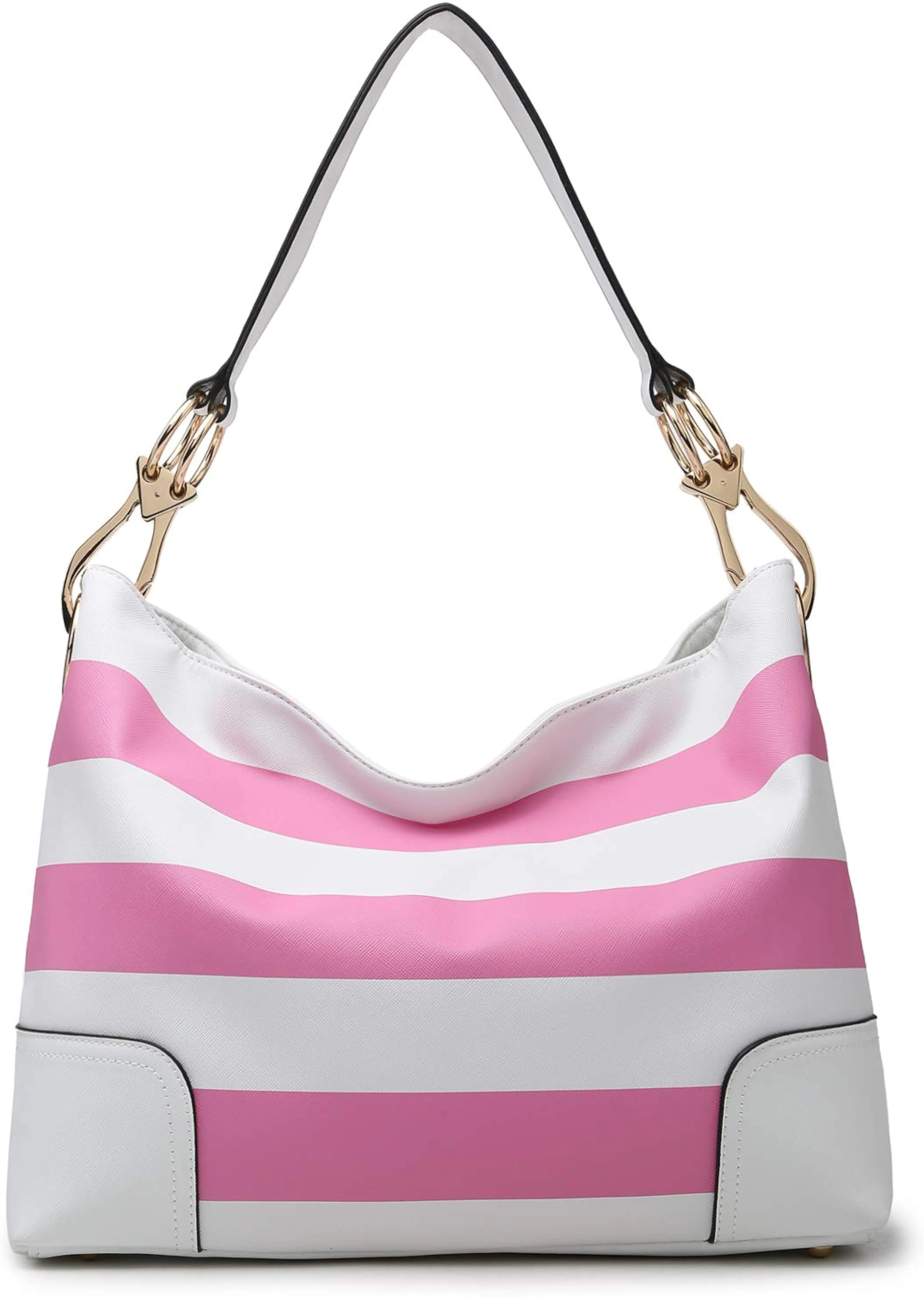 Red & White Stripes Zippered Unique Shoulder Tote Handbag