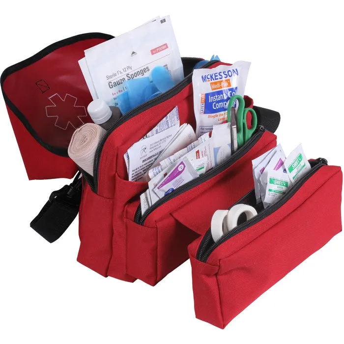 Red - EMT Medical Field Kit Bag with Star of Life Emblem