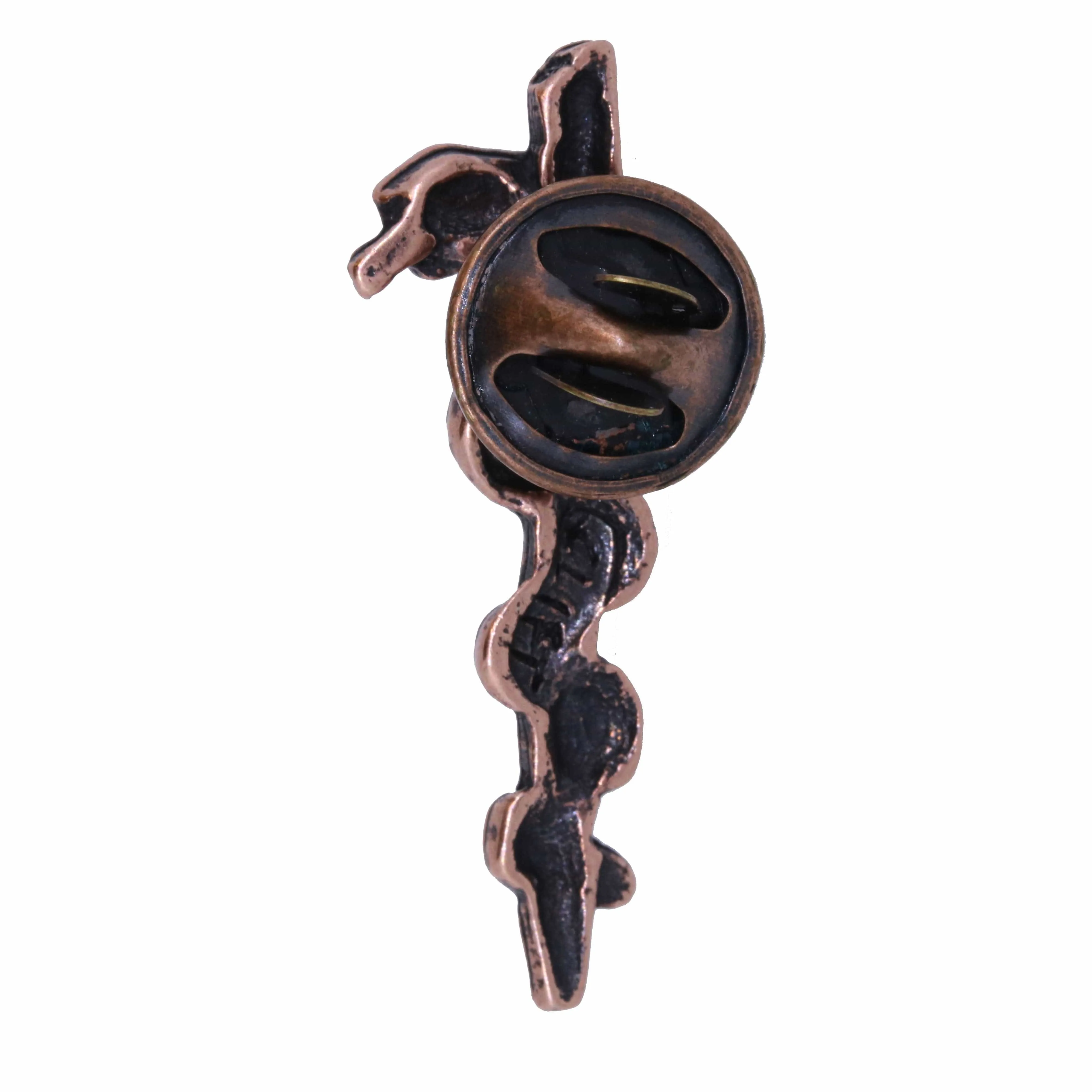 Rod of Asclepius Copper Lapel Pin