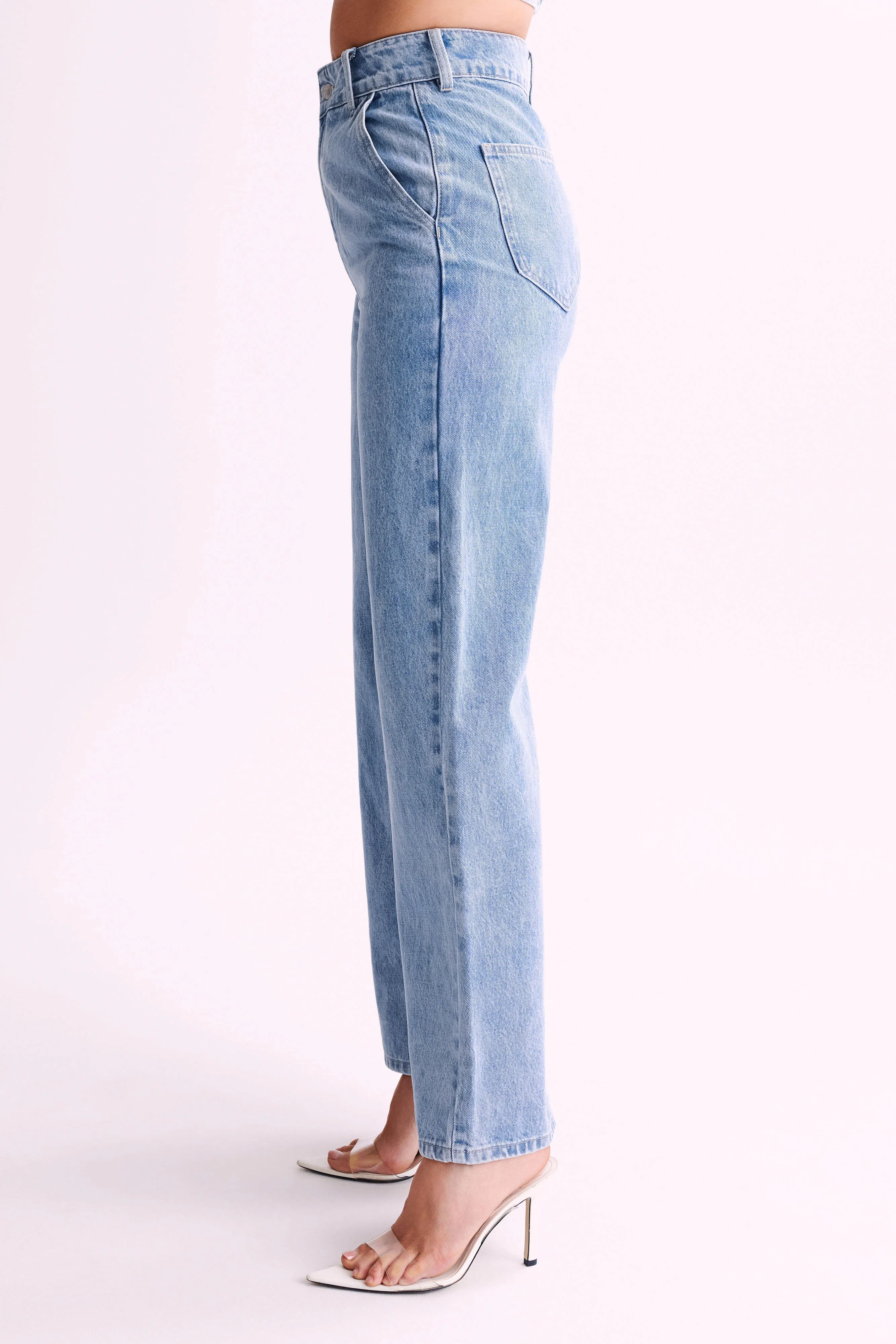 Roxy Wide Leg High Waist Denim Jeans - Mid Blue