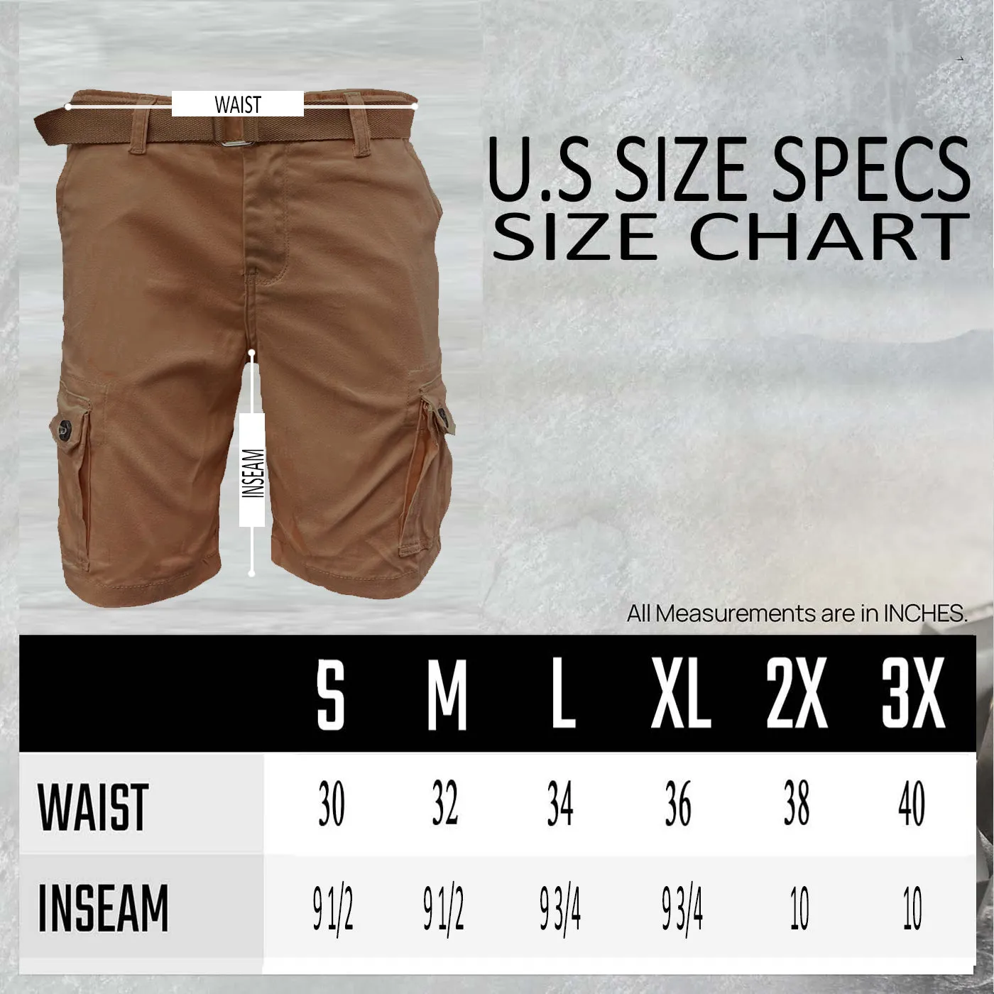 Rust Belted Cargo Shorts