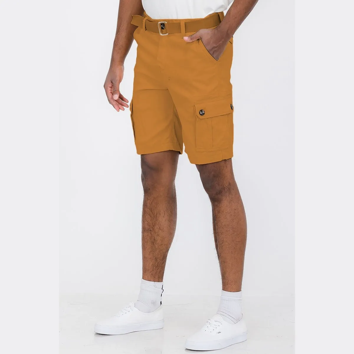 Rust Belted Cargo Shorts