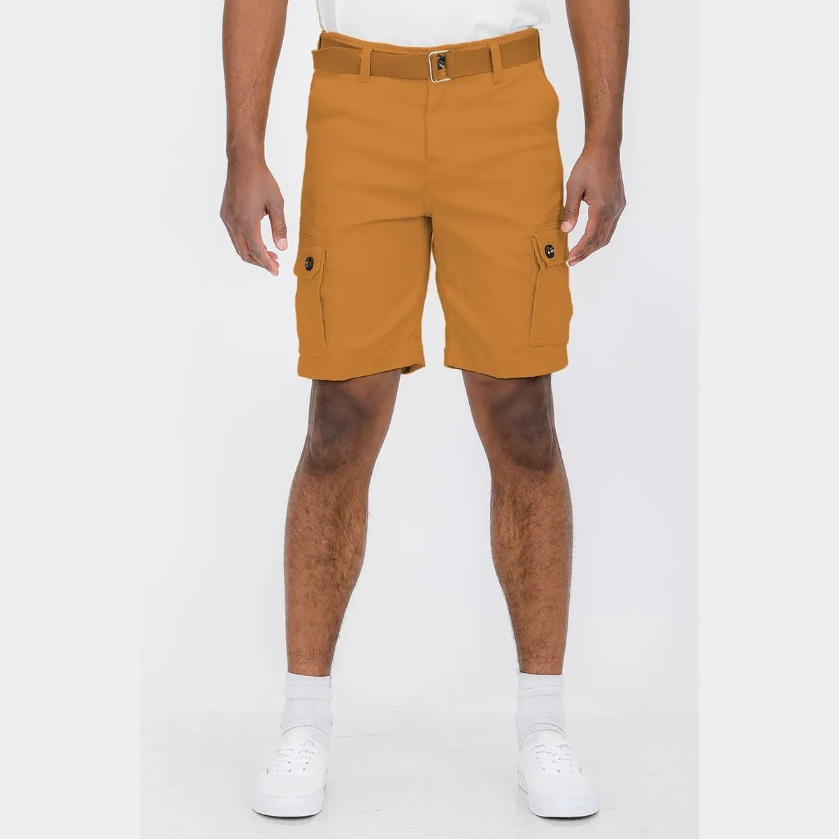 Rust Belted Cargo Shorts