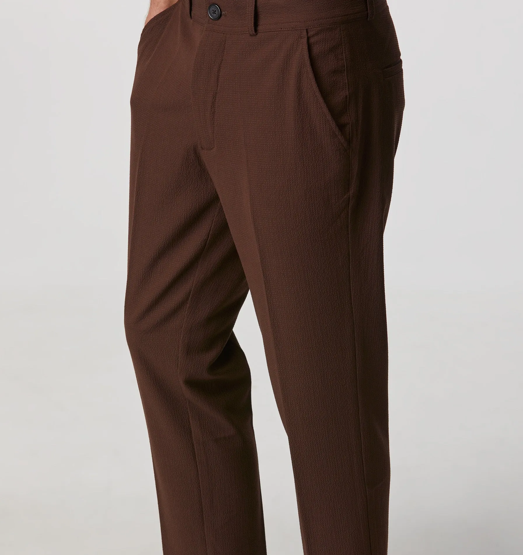 Seersucker Slim Kobe Pant - Regular - Dark Brown