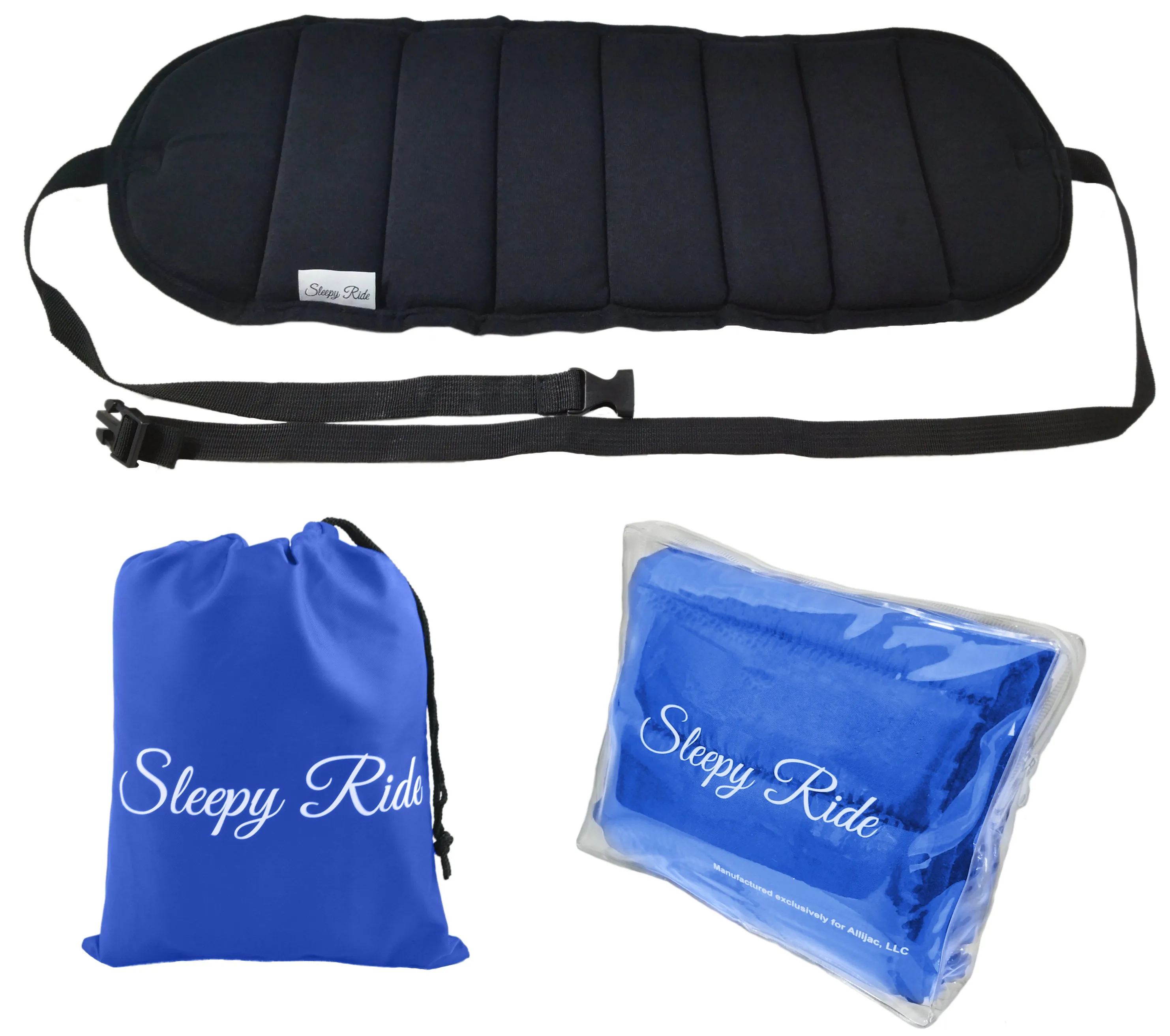 Sleepy Ride - Airplane Travel Footrest Made with Premium Memory Foam & Sleep Mask - Blue