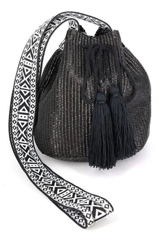 Solid Bucket Bag w/ Aztec Strap (3 Options)