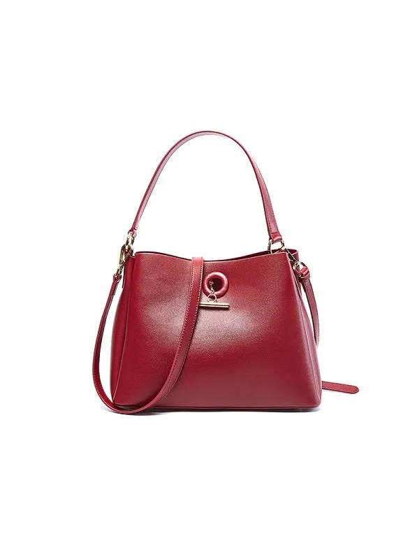 Square Pattern Leather Handbag