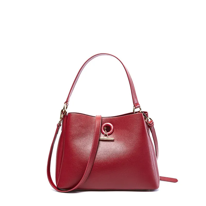 Square Pattern Leather Handbag