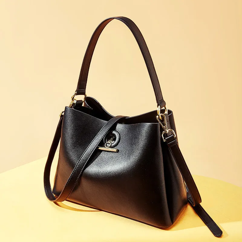 Square Pattern Leather Handbag