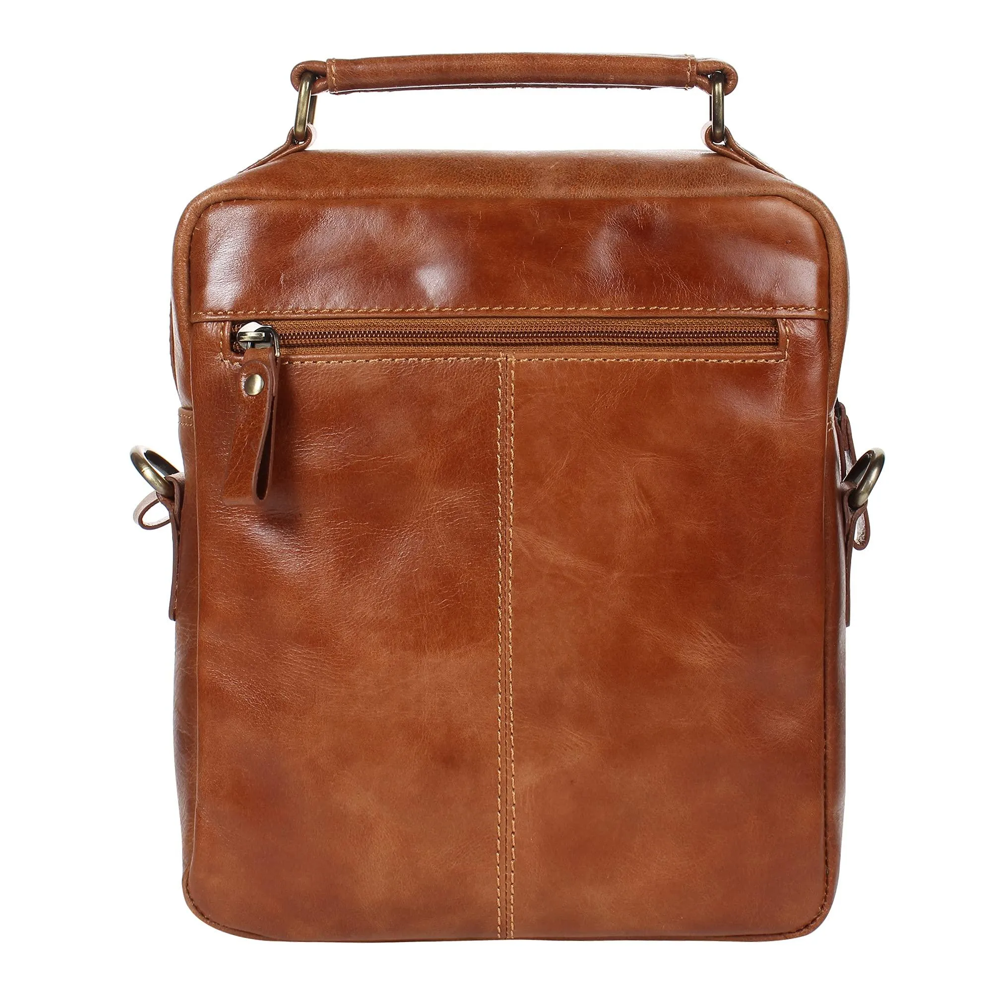 STARHIDE Mens Womens Oil Tanned Genuine Leather Travel Messenger Bag For Ipad Tablet 575 (Tan)