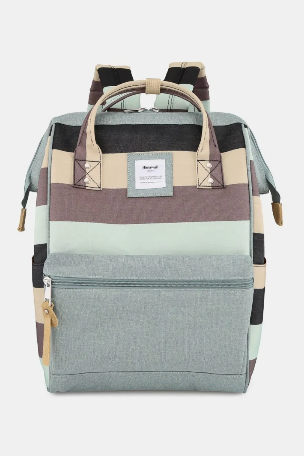 Striped Waterproof Backpack Bag Side Pockets