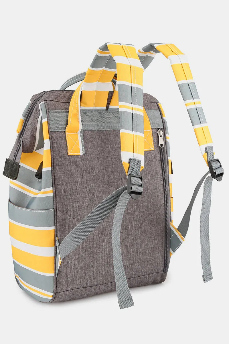 Striped Waterproof Backpack Bag Side Pockets