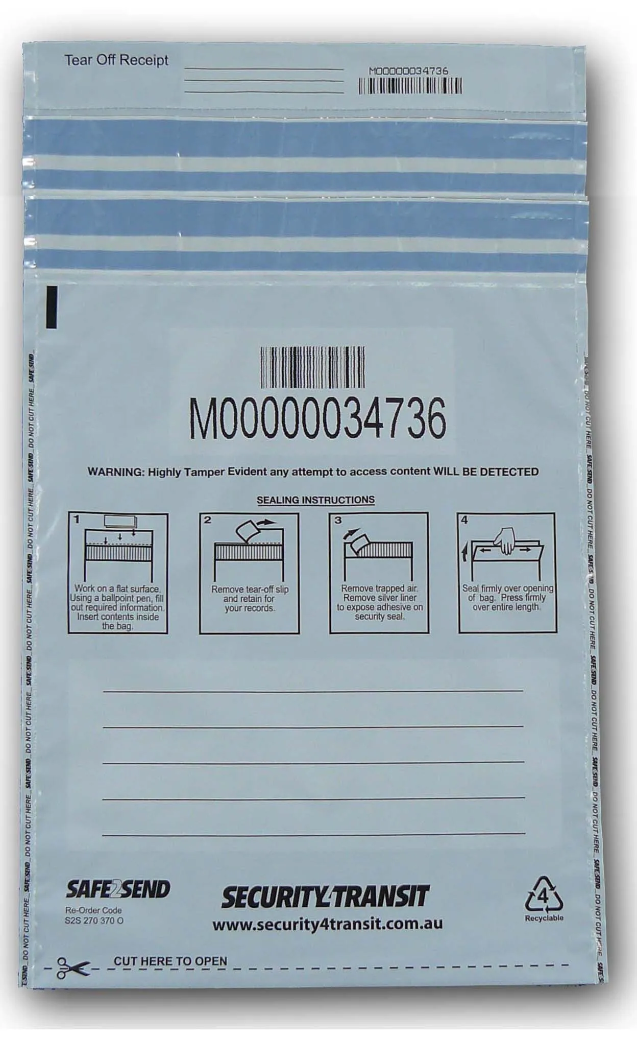 Tamper Evident Bag - Double use