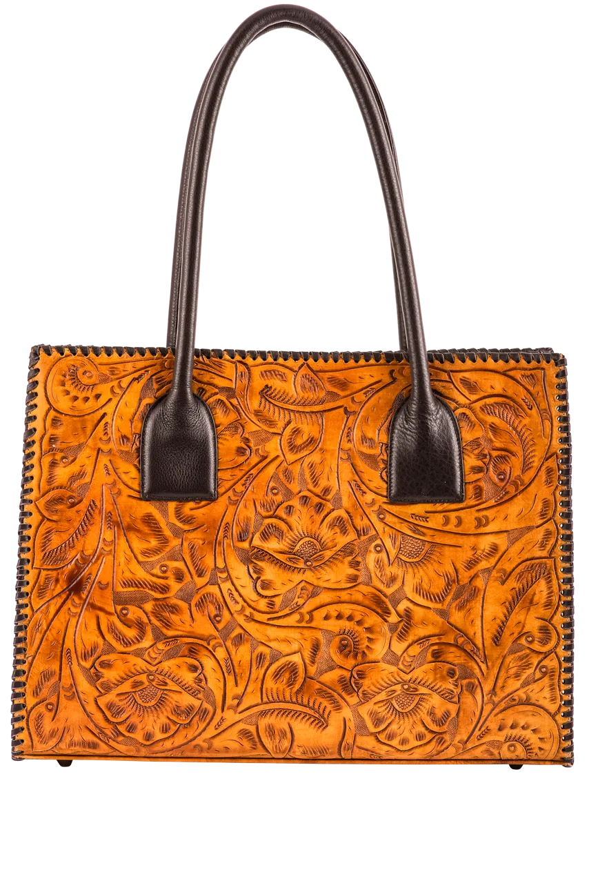 Tan Tooled Handbag