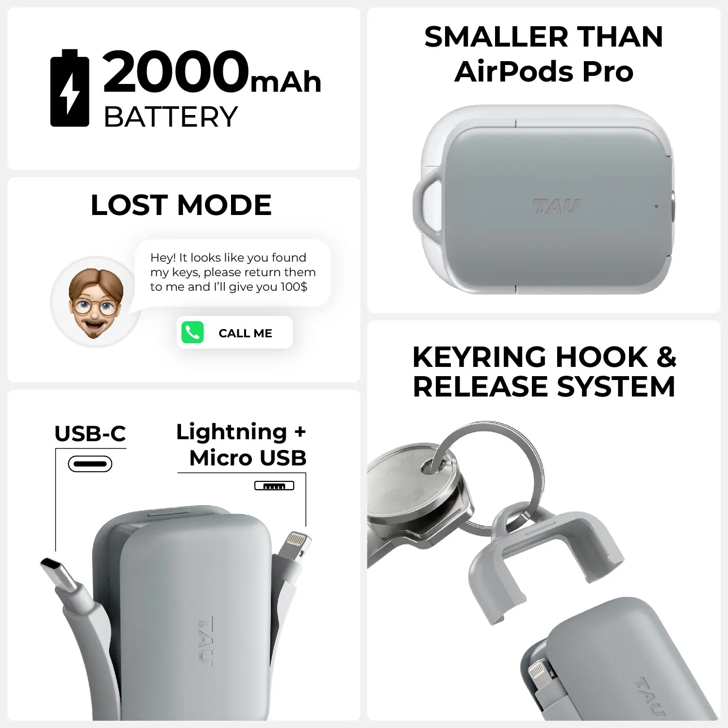 TAU® 2 - Emergency keyring power bank