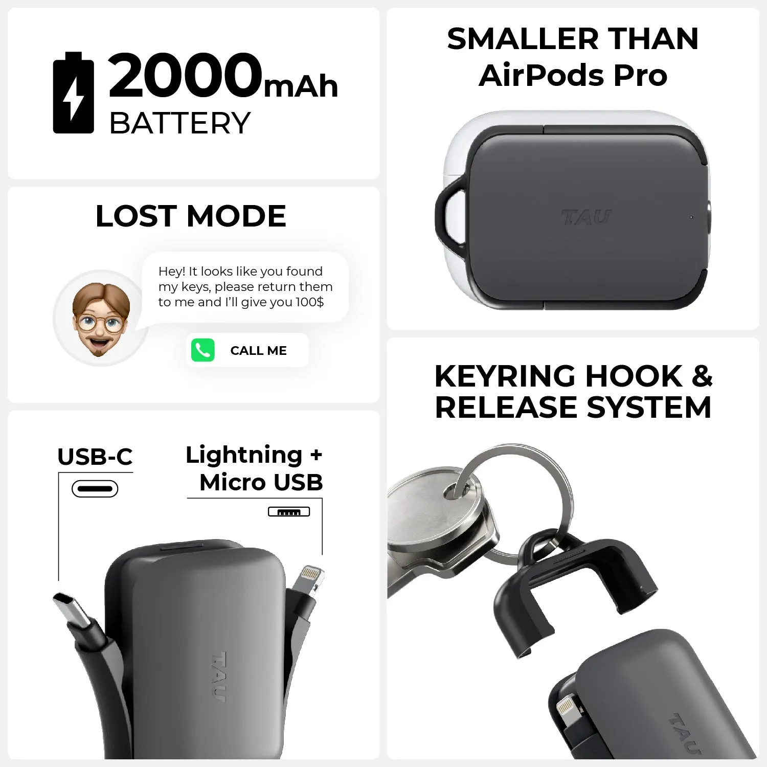 TAU® 2 - Emergency keyring power bank