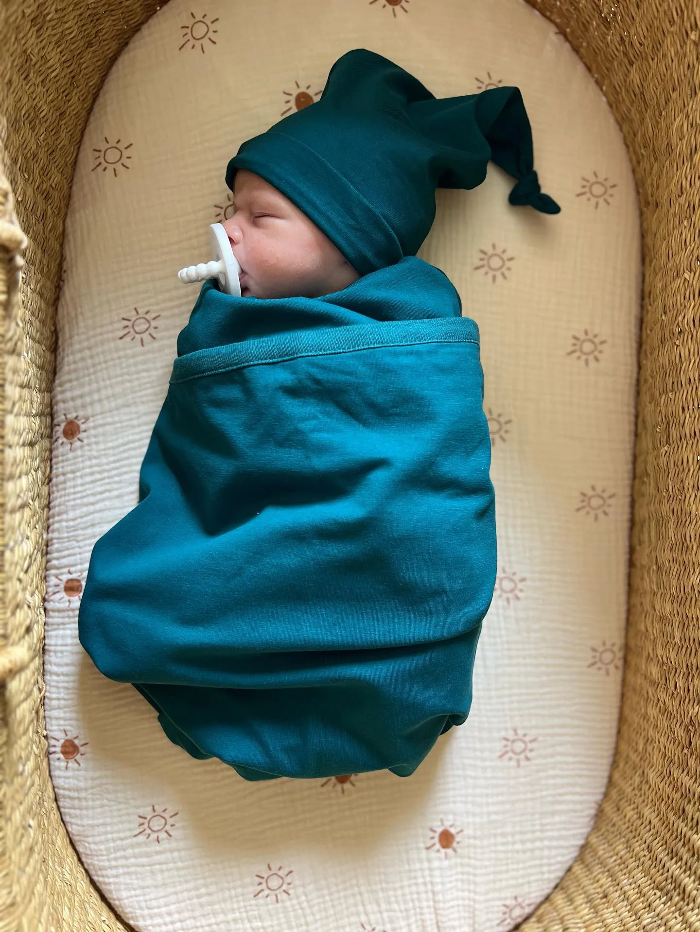 Teal Swaddle Blanket & Newborn Hat Set