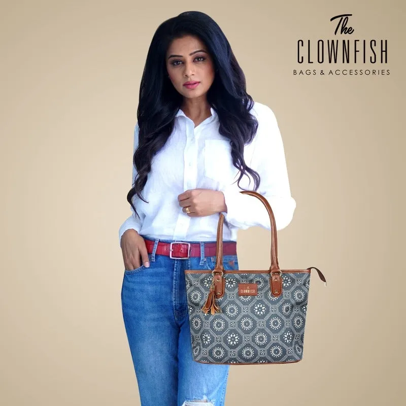 THE CLOWNFISH Calista Handbag For Women Office Bag Ladies Shoulder Bag Tote For Women College Girls (Flax), Multi