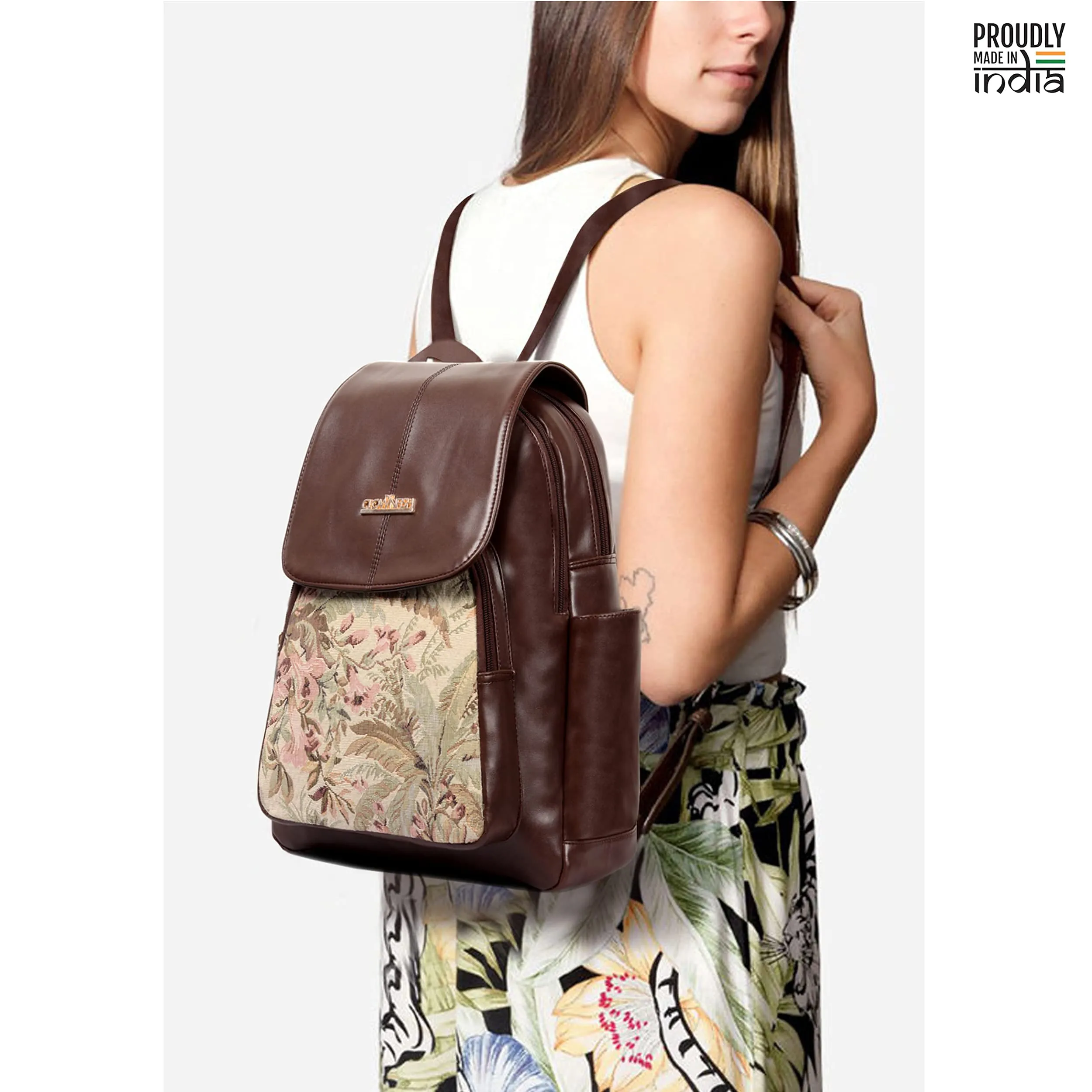 The Clownfish Minerva Faux Leather Women's Backpack College School Bag Casual Travel Backpack for Ladies Girls (Chocolate Brown)