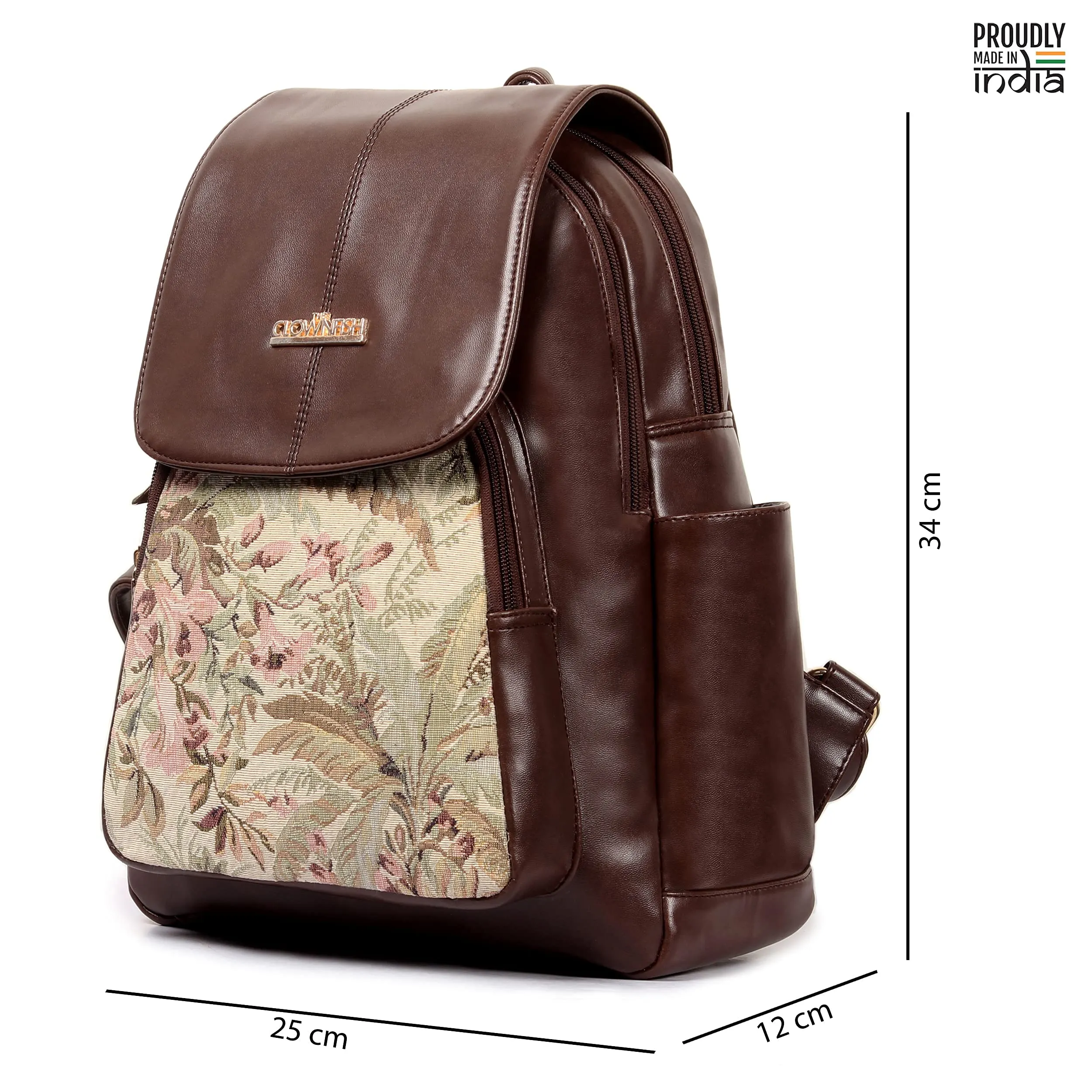 The Clownfish Minerva Faux Leather Women's Backpack College School Bag Casual Travel Backpack for Ladies Girls (Chocolate Brown)